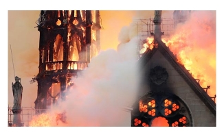 Başkent Paris'de tarihi Notre Dame Katedrali'nde yangın..